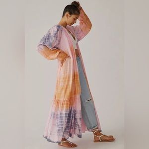 Anthropologie Kimono Pink Tie Dye Duster Jacket Dress